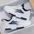 Men's White Sneakers Versatile Breathable Mesh Casual Sports Shoes Height-Increasing Walking Style Lace-Up for Summer
