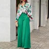 Women's Spring Pants Set Casual Two Piece Set Loose Long Sleeve Shirt High Waist Wide-leg Pants Fashion Pants Suits