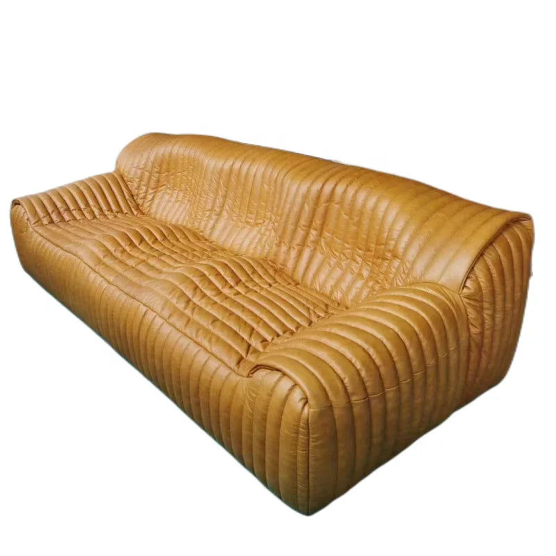 Luxury 100% Top Grain Leather Modern Three Seat Eco-Friendly Durable Sofa for Living Room Home Office Hotel Furniture