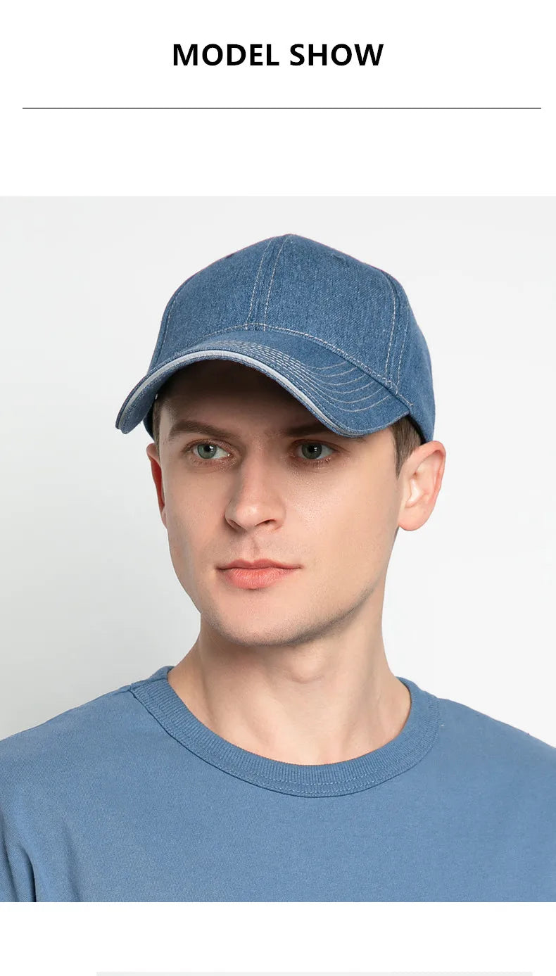 Denim Fabric Baseball Cap Fashion Long Brim Sun Hat