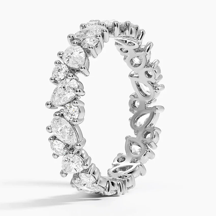Beautiful Moissanite Diamond Eternity Ring in Elegant 925 Silver Designed to Elevate Any Outfit with Sparkling Style