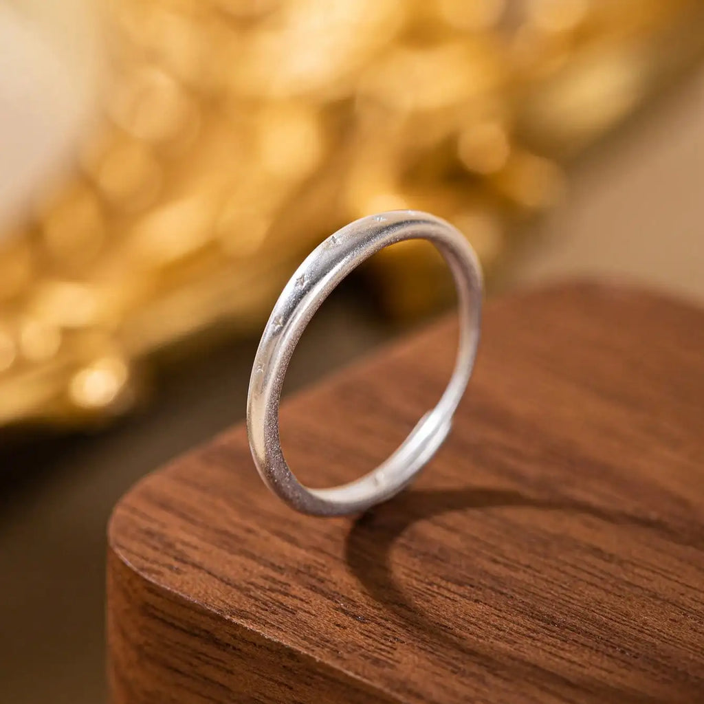 1 Pair Stylish Simple Copper Unisex Rings Frosted Five-Pointed Star Open Design Versatile Advanced Slender