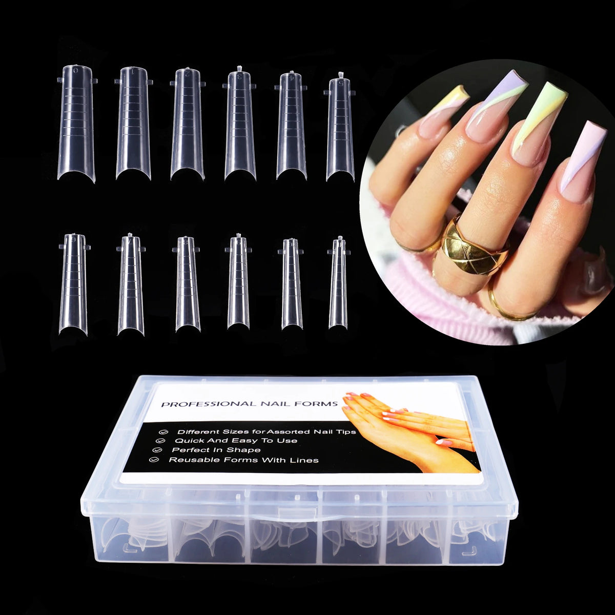 BNG Top Forms for Nails Dual Forms Nails Forms for Extension Full Cover Quick Building Gel Mold Tips Poly Nail Gel Mold
