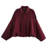 OUDINA Wholesale New Casual Zipper Green Suede Texture Effect Coat Windbreaker Bomber Varsity Jacket Women's Jackets