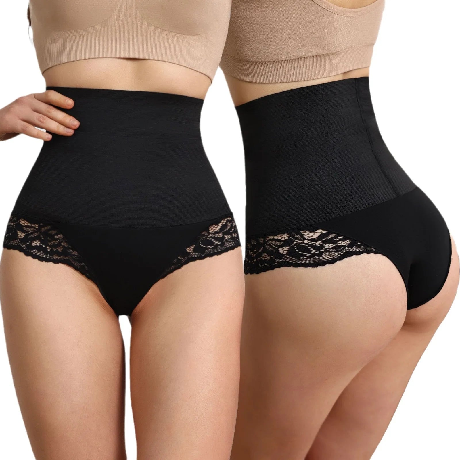 Women's Cross-Border Mid-Waist Lace Body Shapers Firm Tummy Control Underwear Pants with Hip Lift Everyday Style