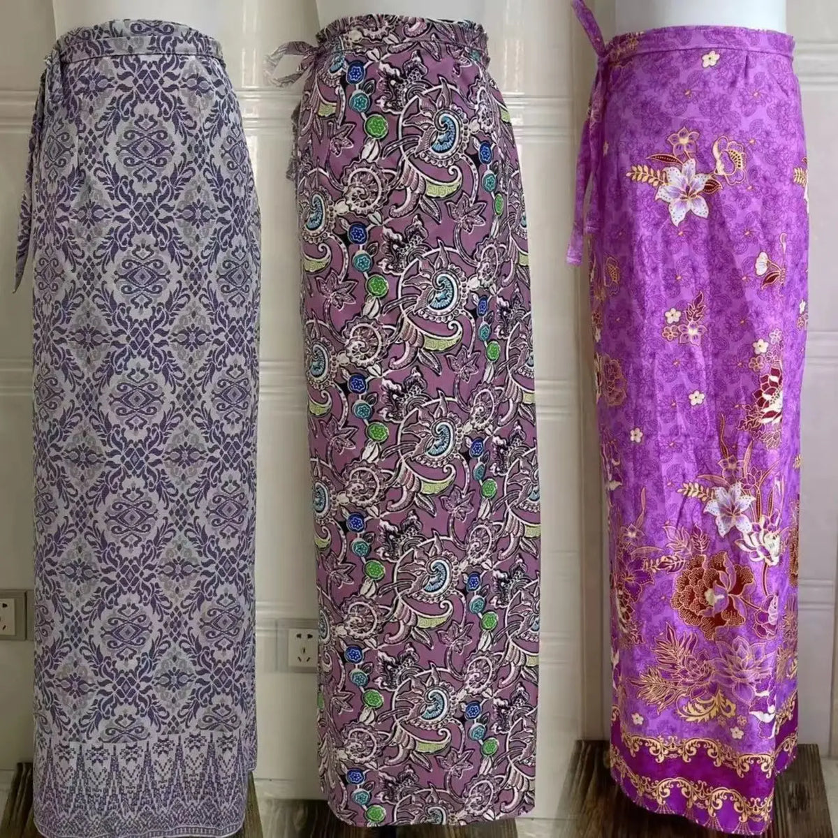 Factory Cheap Price Sarong Batik Lungi Polyester Thai Print Peach Skin Fabric