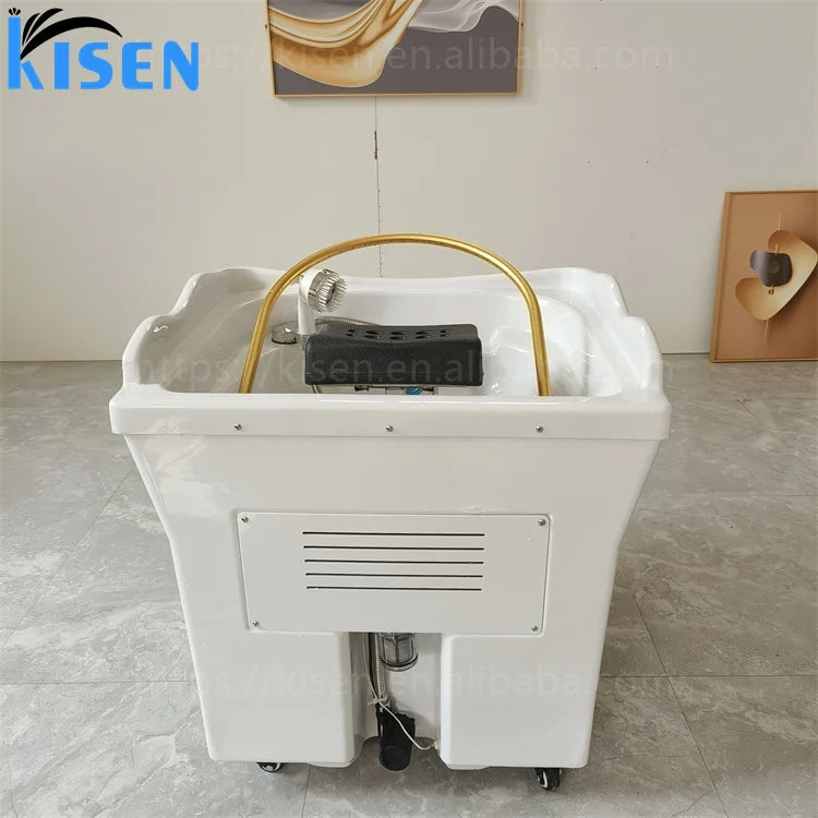 Kisen Salon Furniture Hair Washing Portable Shampoo Sink With Water Tanks SPA Head Water Therapy for Thai Massage Beauty Bed
