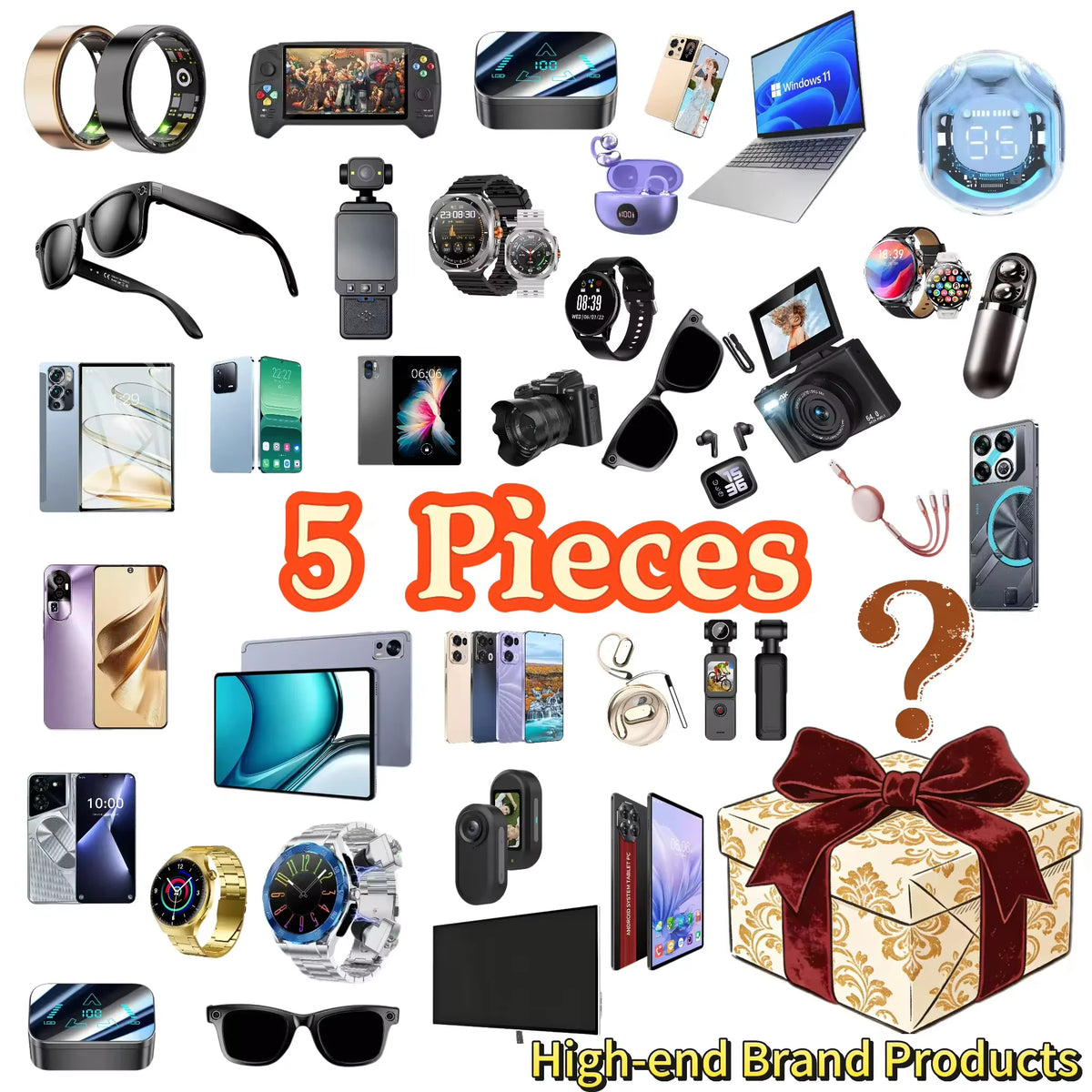 High Quality Electronics Mystery Festival Gift Random Boxes with 5 Pieces Smartphone 5g Smart Watch Earphone Surprise Blind Box