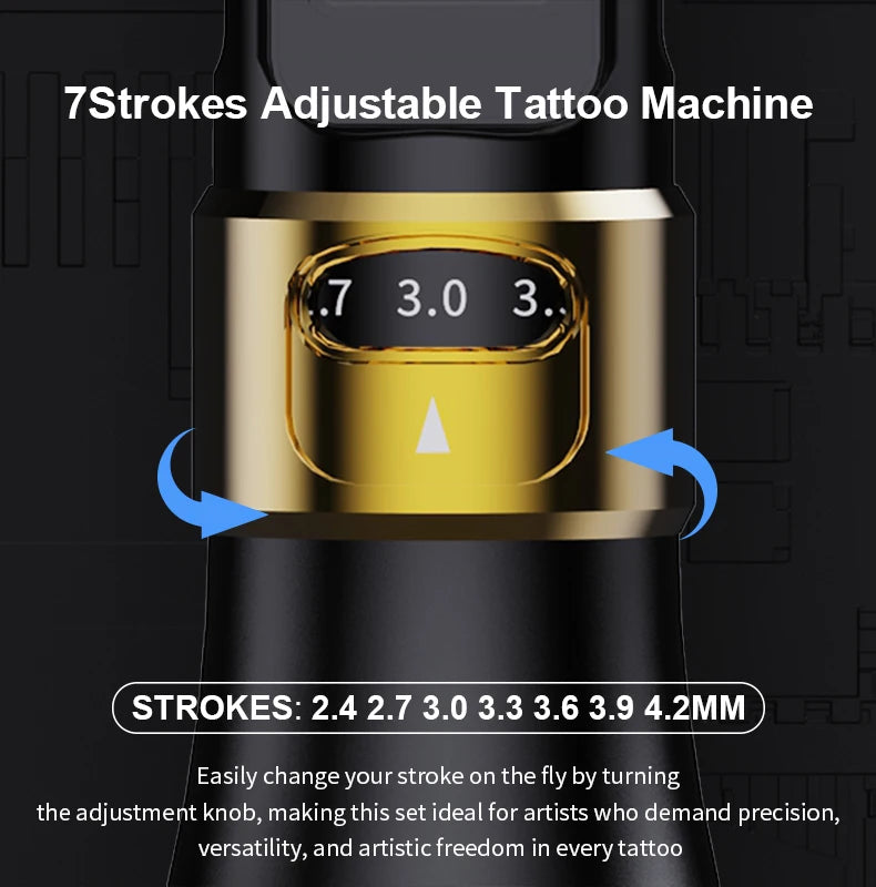 1700Mah 12V Yilong  Wireless Tattoo Machine Pen  Custom Logo Rotary Tattoo Pen LED Screen Adjustable Stroke