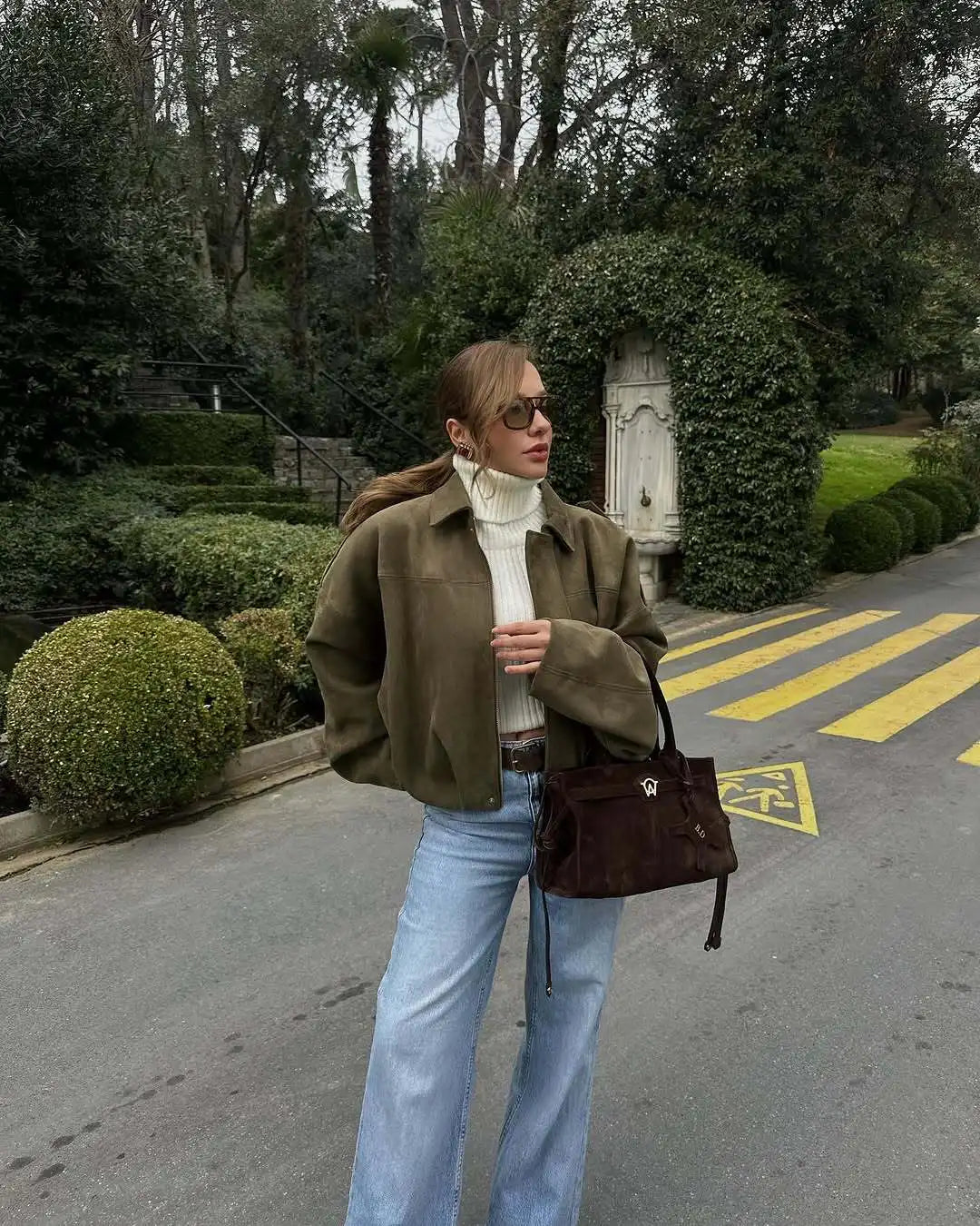 2026 Spring New Style French Retro Zippered Collar Loose-Fitting Leather Velvet Loose-Fitting Short Coat Women Jacket for Women