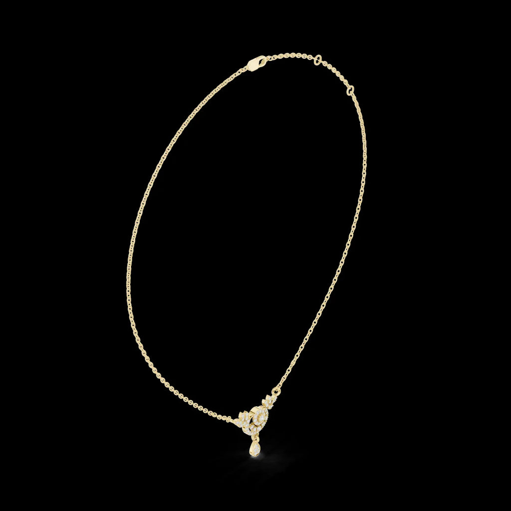 ZYORIO Women's Rose Gold Diamond Pendant Necklace Floral Design Pave Setting Round Brilliant Cut Teardrop Drop Romantic Wedding