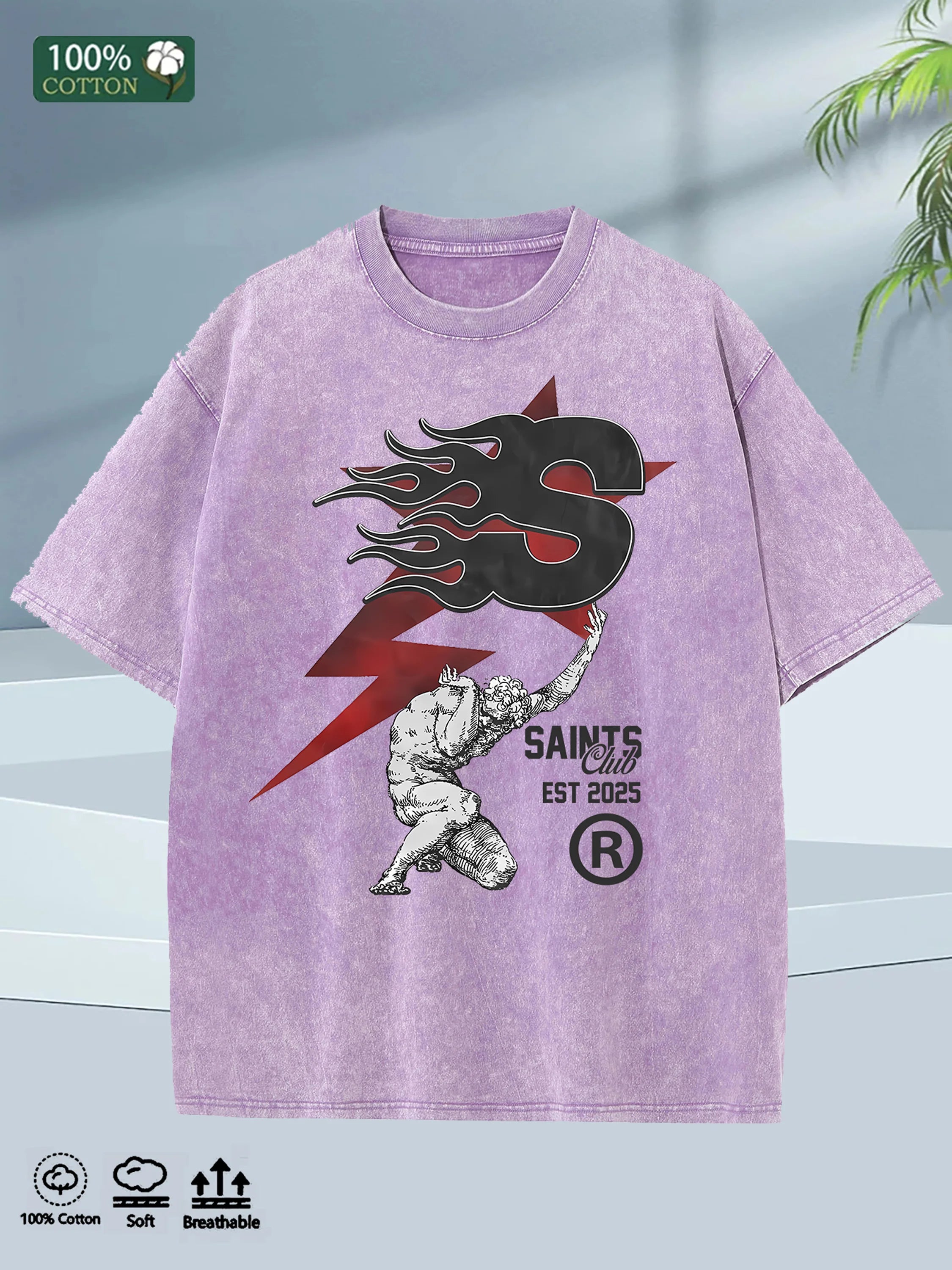 Mens Oversized Basic Tee 100 Cotton 2025 Washed Soft Round Neck 5 Colors