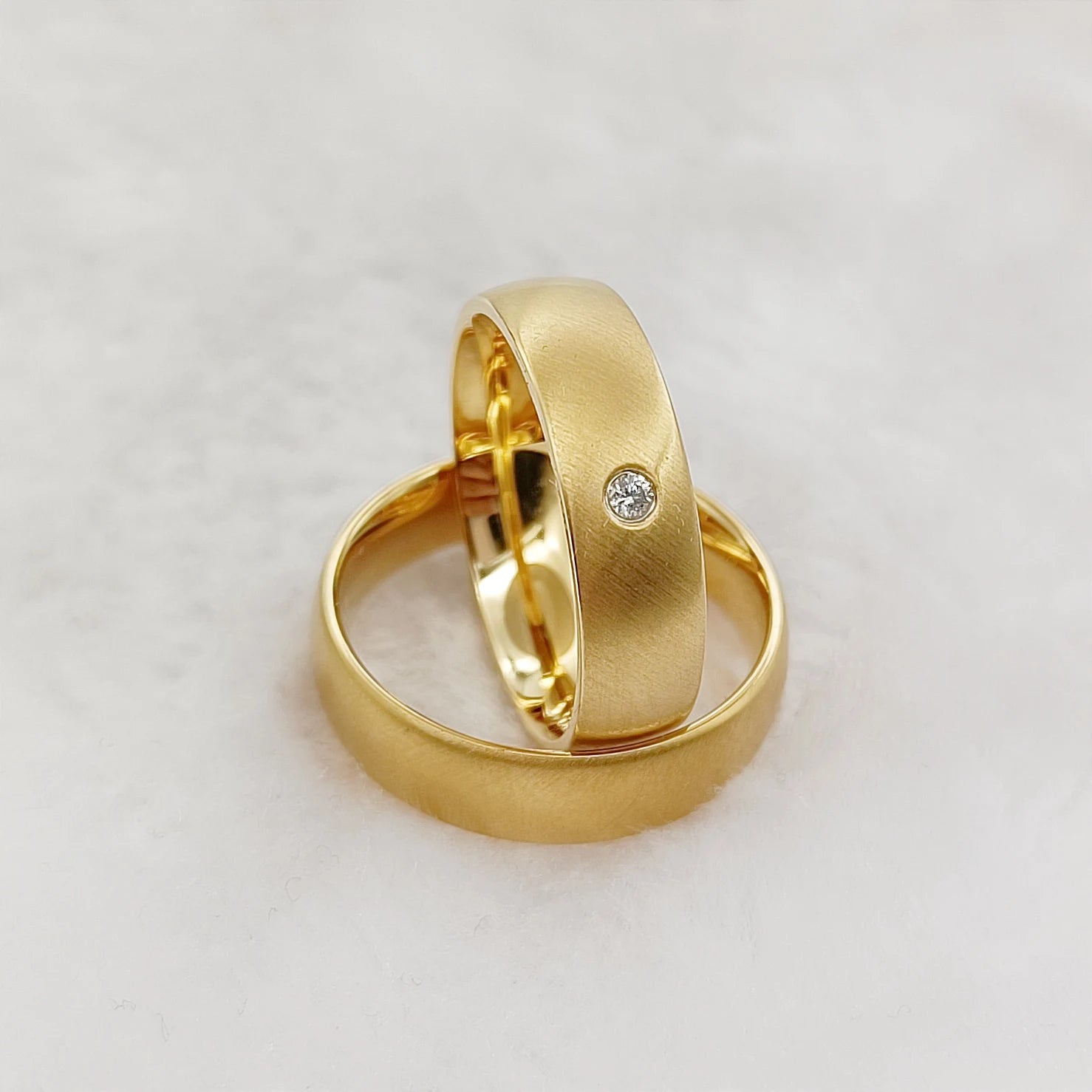 Handmade Simple Matte Wedding Engagement Rings 14k Gold Filled 316L Stainless Steel Jewelry Marriage Bridal Sets