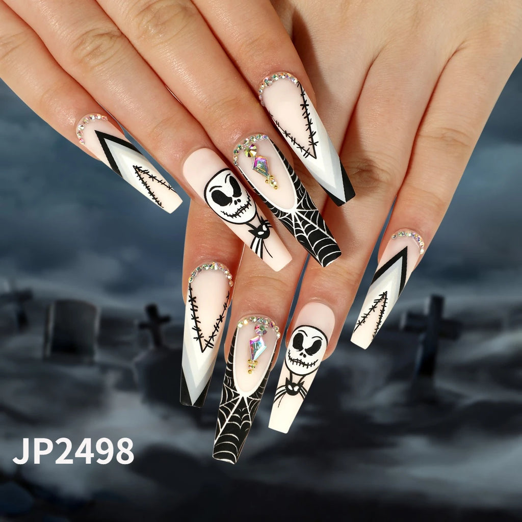 Dropshipping 24 Pcs French Style Romantic Art Acrylic Press on Nails Artificial Fingernails Candy False Nails Dating  Party 2792