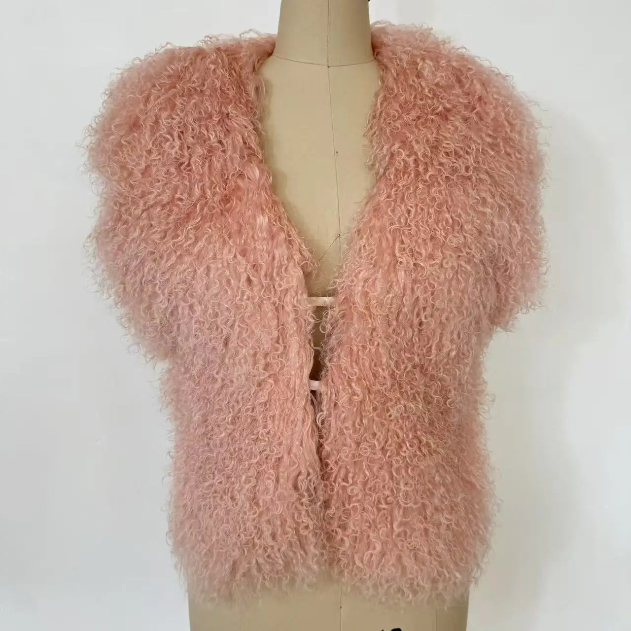 Streetwear Real Mongolian Sheepskin Fur Vest Women Real Sheep Fur Halter Top Vest