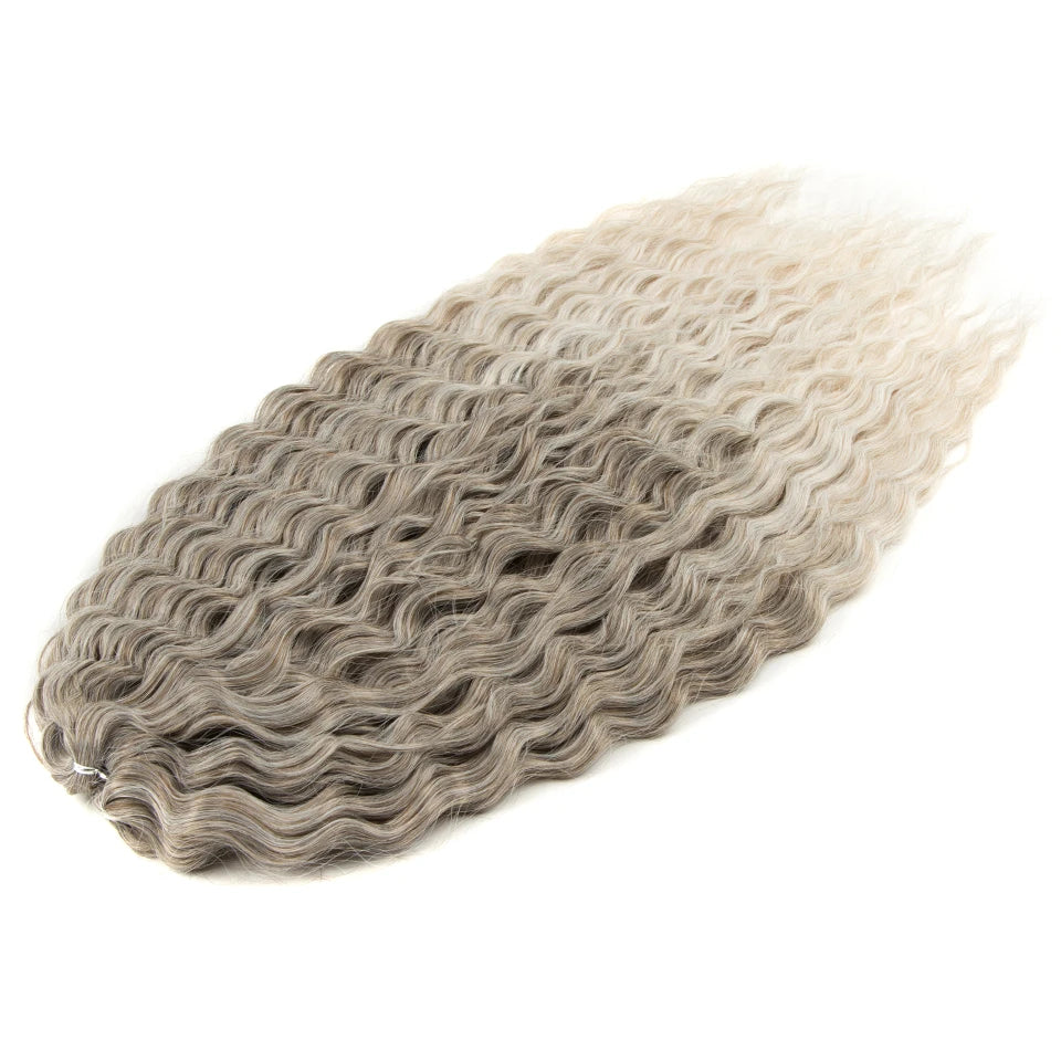 FASHION IDOL 24 Inch Ariel Hair Synthetic Crochet Curly Hair Water Wave Braid Hair Ombre Pink Deep Wave Braiding Hair Extensions