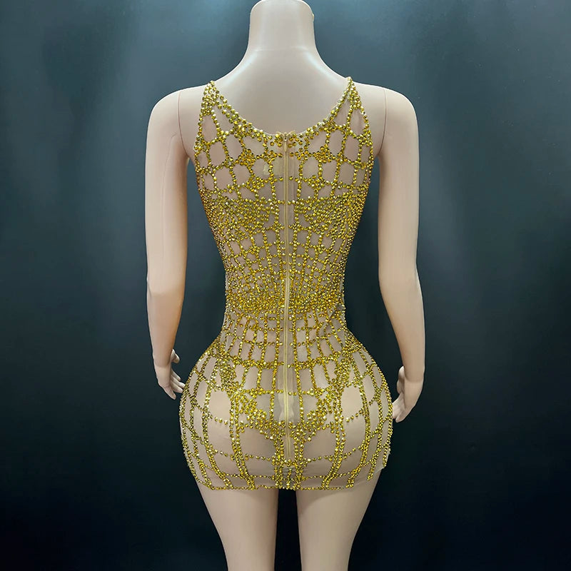 Novance Y4246 Clothing Vendors for Women Sleeveless Mesh Club Dress Sexy With Sequin Stunning Dress for Birthday Party