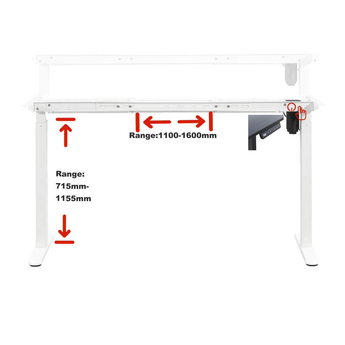 Ada Home Office Work Computer Dual Legs Foldable Executive Electric Height Adjustable Standing Desk With Adjustable Beam