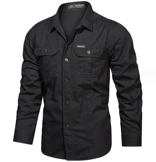 Multi-pocket Long Sleeve Outdoor Shirt Hiking Shirts Regular Fit Jacket Mens Casual Big Size Cargo Shirt