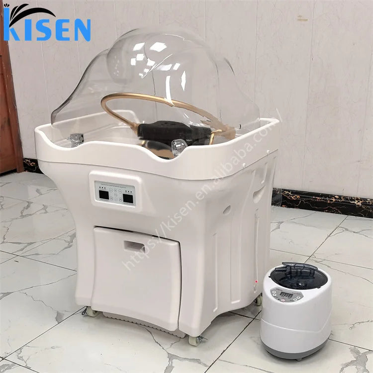 Kisen Wholesale Price Head Spa Acrylic Portable Head Shampoo Bowl Salon Equipment Head Therapy No Plumbing With Two Tanks