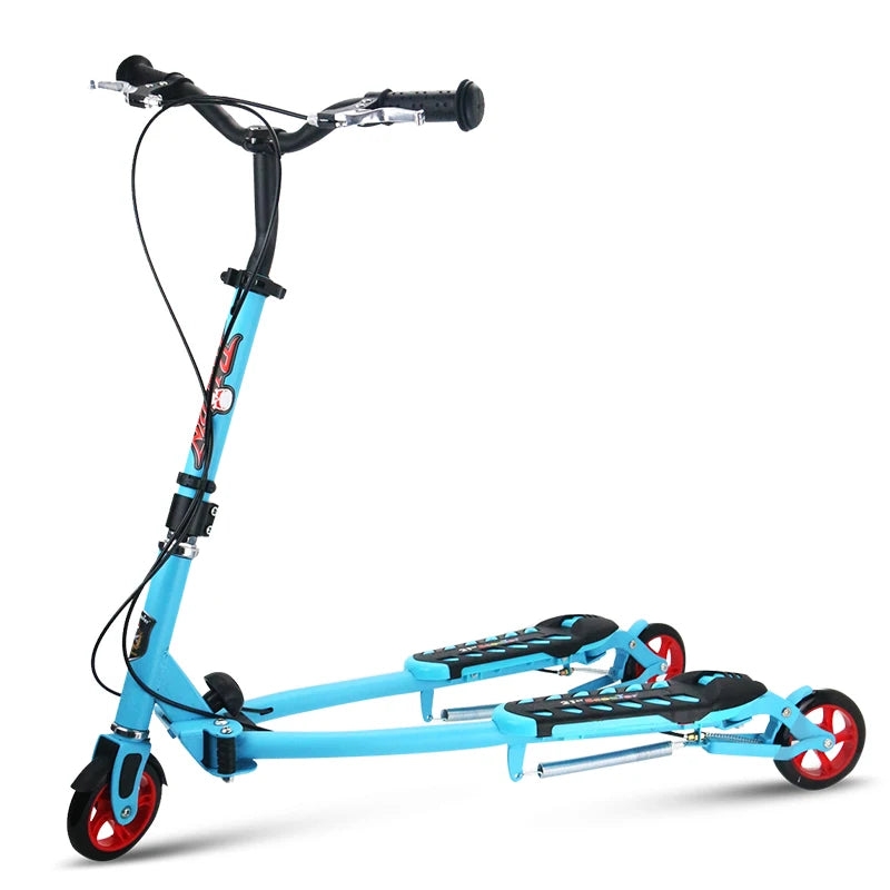 Folding Kids Scooter with 3 Wheels, Portable 2 Pedal Scooter Tricycle, Scissors Scooter with Adjust Height, PU Wheel Kid Scooter