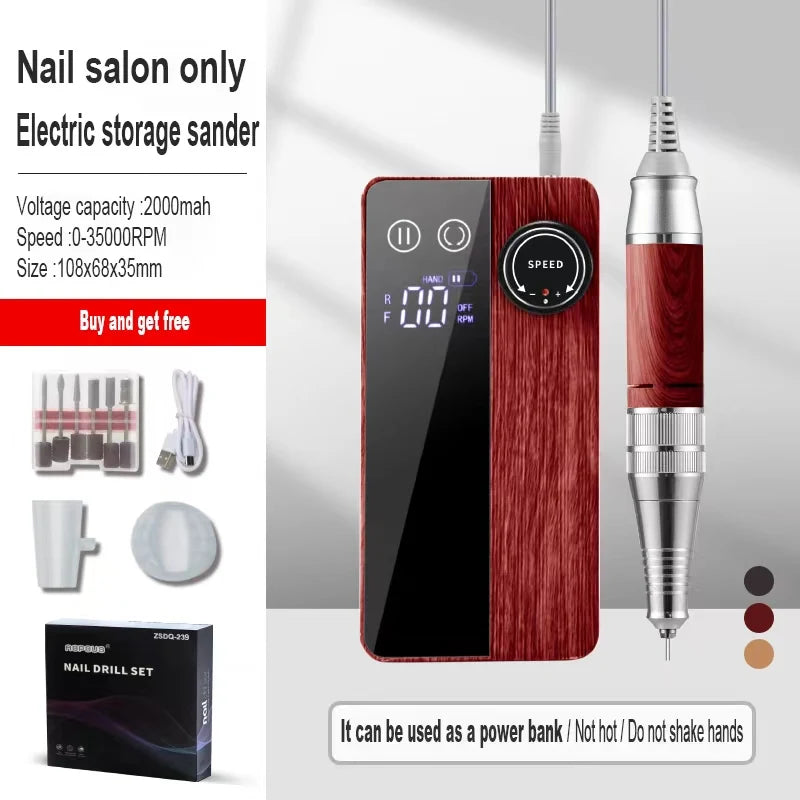 Portable Cordless Rechargeable Nail Drill Professional Strong 35000rpm Customizable Private Label