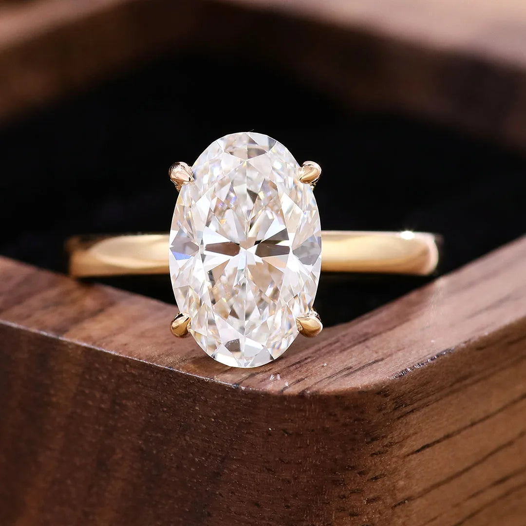 Igi Certified Diamond 3 Carat Oval Cut Lab Grown Diamond Ring Minimalist Jewelry 18k Gold Rings for Women Engagement Wedding