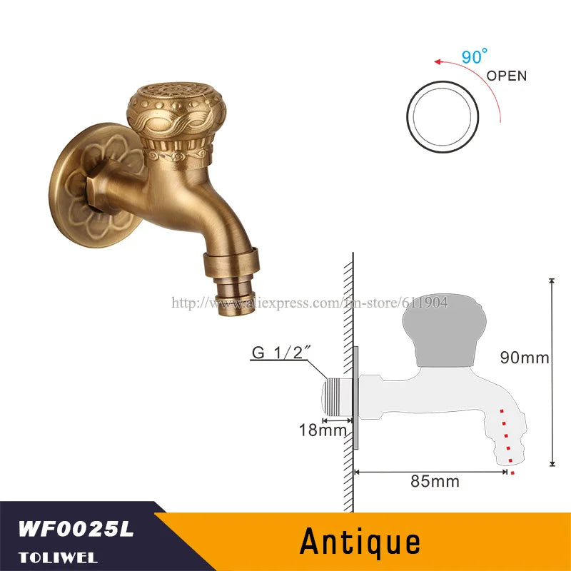 Antique Brass Bathroom Wall Mount Sink Basin Cold Water Faucet Tap G 1/2 Inch Outdoor Garden Hose Faucet Mop Sink tap TWL031