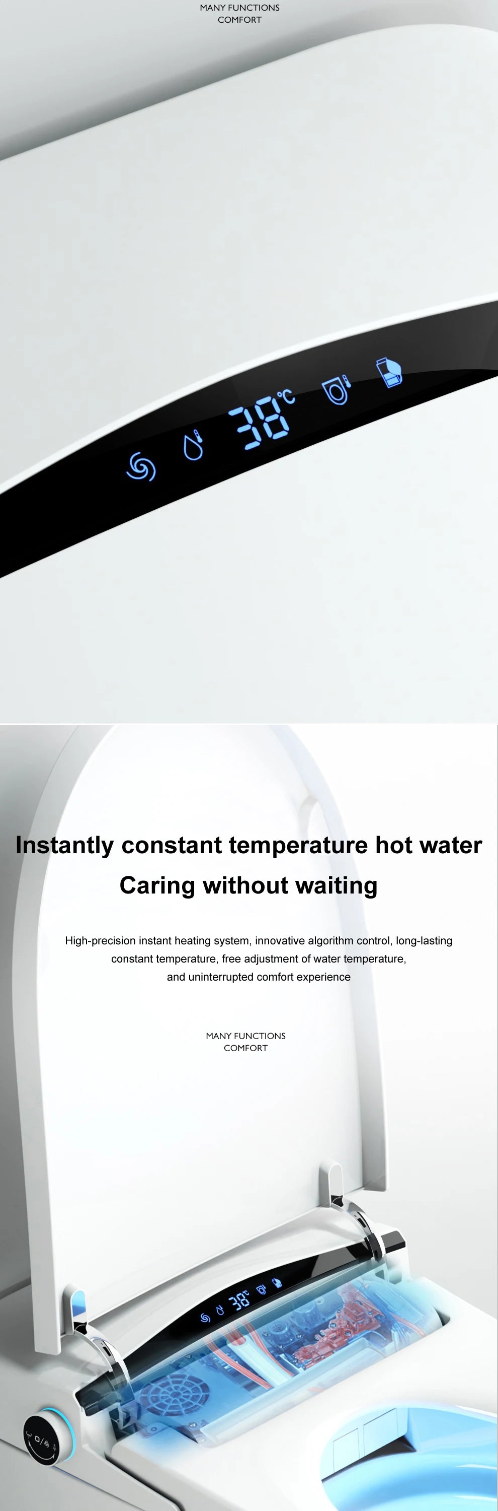 Automatic flushing without water tank integrated black electronic intelligence