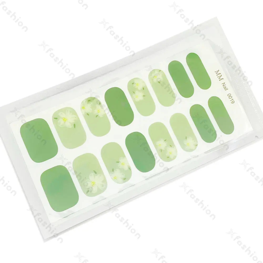 Hot Sale 16 Tips Solid Color Semi-Cured Gel Nail Stickers UV Light Durable Waterproof Long-Lasting Gel Nail Stickers Wholesale