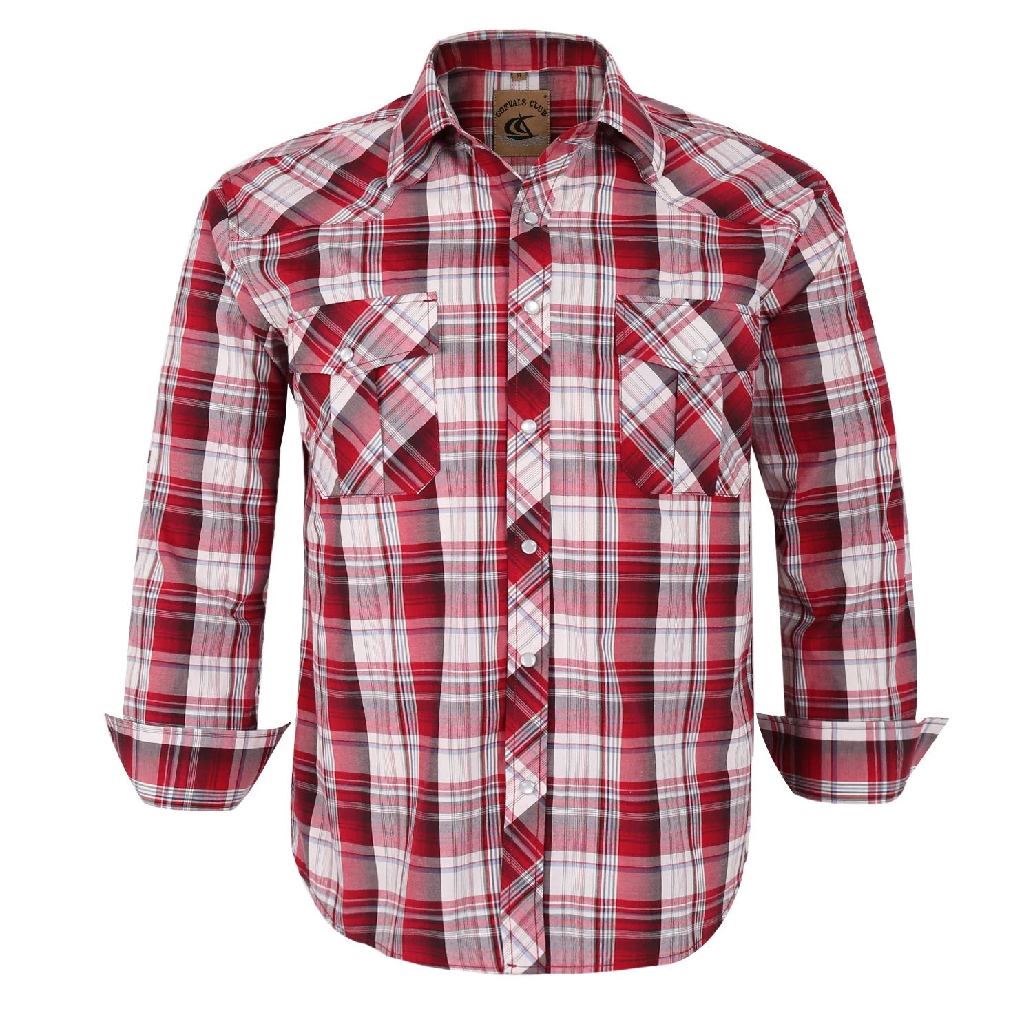 Men's Western Cowboy Long Sleeve Pearl Snap Casual Plaid Work Shirts