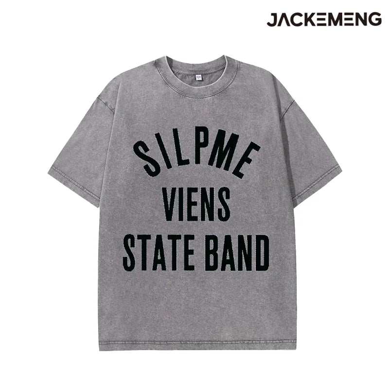 Oversized Washed Retro Typography Streetwear Print Tshirt USA Stock Wholesale Y2K Casual Tee