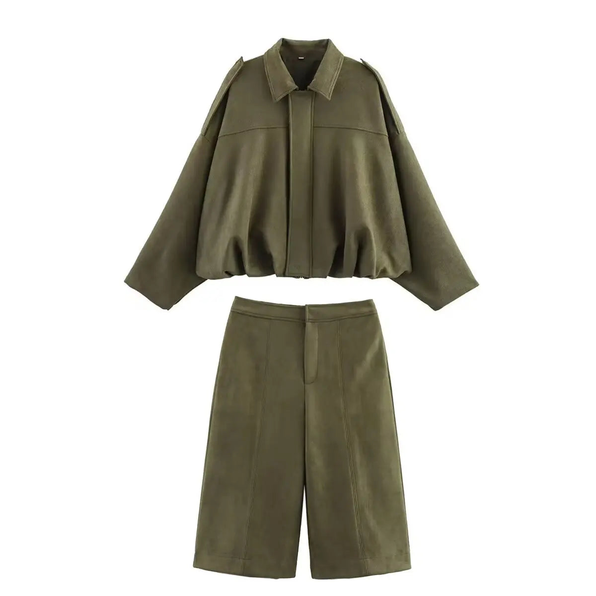 PB&ZA Women 2025 New Chic Fashion the Suede Texture Effect Is Casual Shorts Vintage High Waist Female Skorts Mujer