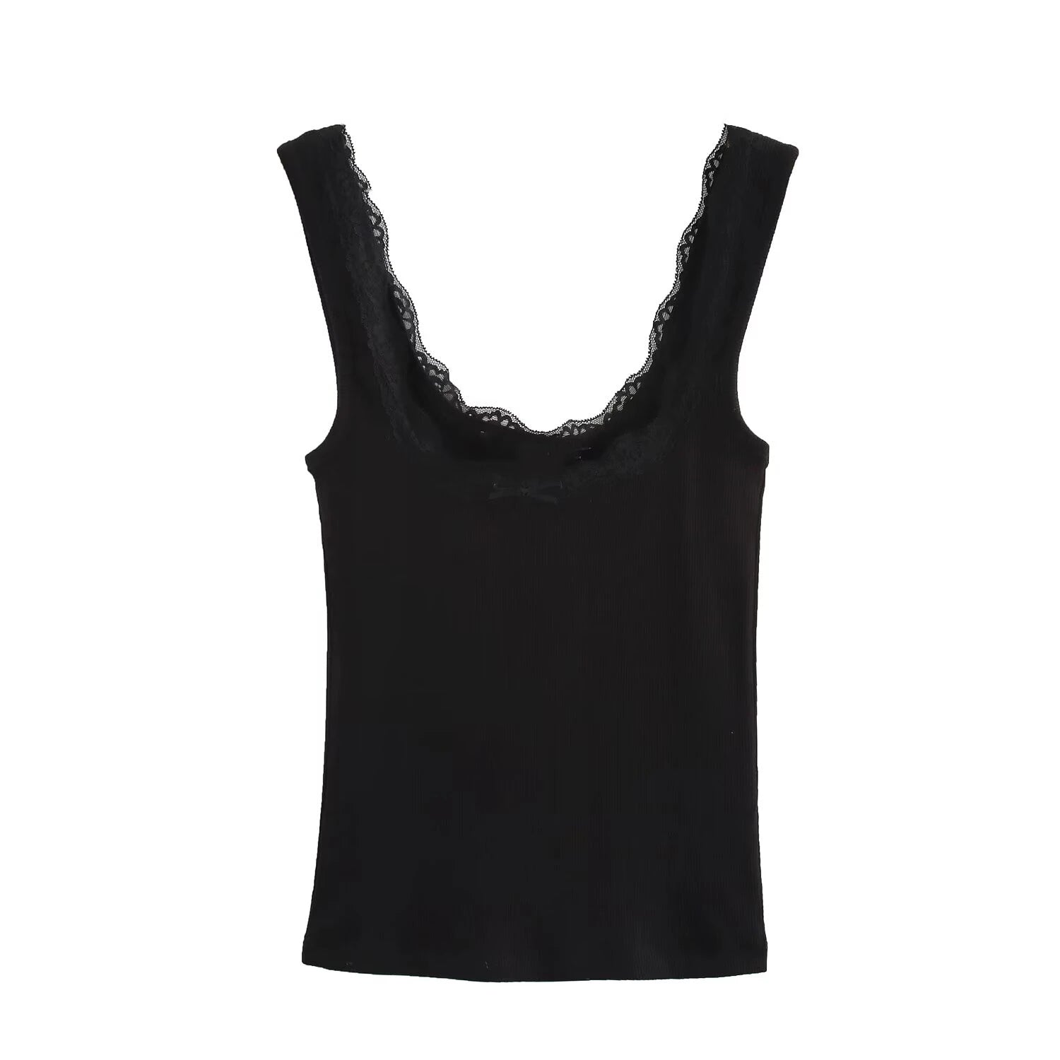 KAR&OT ZA 2025 Spring New Women's Wear Multi-color Lace Trimmed Wide Strap Short Vest Top Slim Fit 1660300