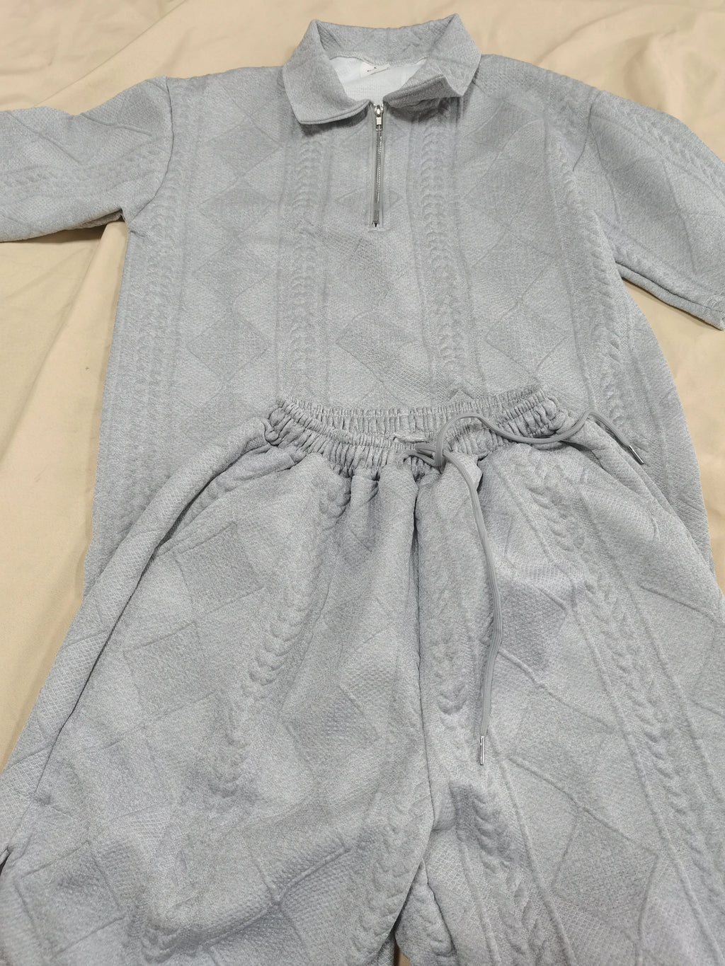 M-3XL Summer Sports Set Boys' Loose Zippered Lapel Short Sleeved T-shirt Student Minimalist Drawstring Pocket Shorts