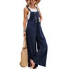 Women Spring Summer Solid Color Suspenders Overalls Casual Strappy Trousers Women's Loose Wide Leg Flared Leg Pants Jumpsuit