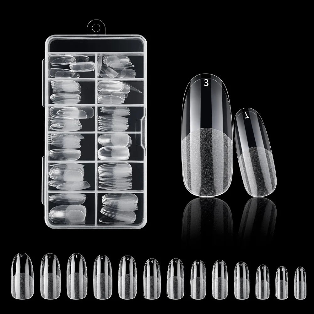120PCS Acrylic Short False Tips Nail Transparent Frosted Square Oval Almond Ballet Wearable Matte High Toughness Manicure Tip