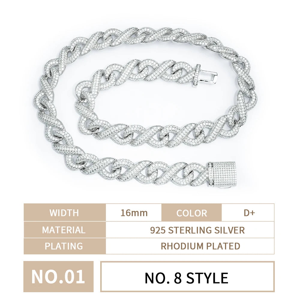 Hiphop Jewelry Iced Out Big Size 20 22 24 Inches square Marquise Clustered Moissanite Diamond Bracelet Necklace Setting