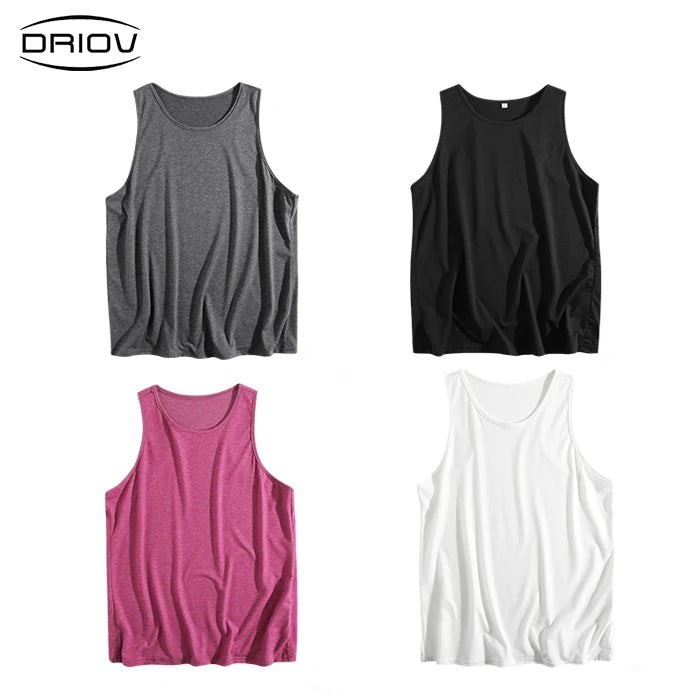 Mens Oversized Sleeveless 180gsm Tank Top Casual Breathable Cotton Blend Workout Gym Shirt for Men