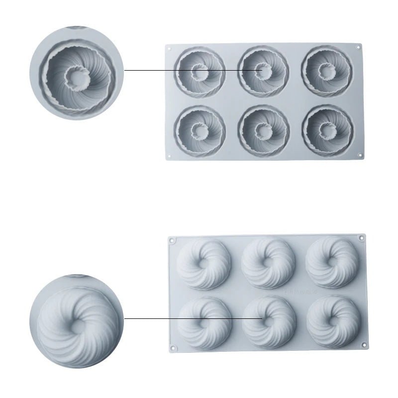 Meibum Spiral Donut French Dessert Silicone Cake Mold Homemade Party Chocolate Mousse Pastry Mould Decorating Tray Baking Tools