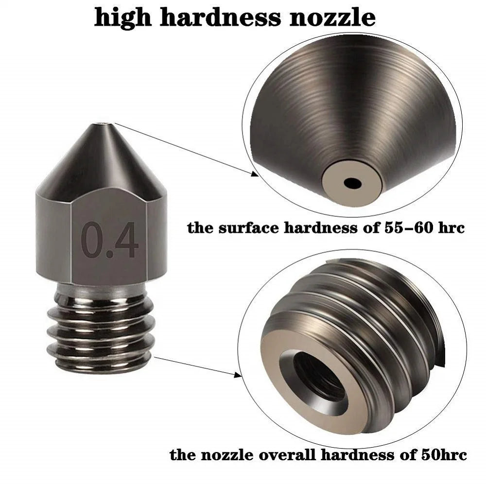 1/2/3Pcs Hardened Steel Nozzle 0.4mm 3D Printer MK8 Nozzles Tool High Temperature Wear Resistant for Makerbot Creality Ender 3