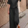 Casual Solid Color Shirt Pants Two-Piece Set Women's Fashionable Comfortable Breathable Clothing
