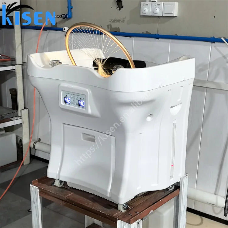 Kisen Wholesale Price Head Spa Acrylic Portable Head Shampoo Bowl Salon Equipment Head Therapy No Plumbing With Two Tanks