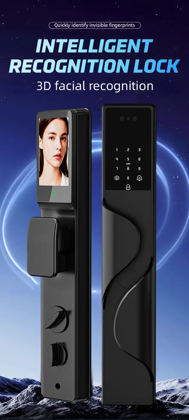 2026 Tuya Wifi Palm Face Recognition Smart Lock Video Monitoring Intercom Smart Door Lock Compatible with Israeli Mortise