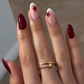 Dropshipping 24pcs 4377 French Short Almond Romantic Art Acrylic Press on Nails Artificial Fingernails False Nails