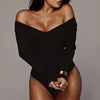 Women's Sexy Bodycon Jumpsuit Bodysuit Ladies V-Neck Romper Tops Knitted Nylon with Winter Print Pattern Plus Size