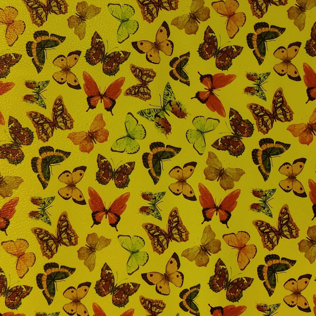 A-1127 PU Synthetic Leather Glitter Effect Butterflies Design Durable Fabric for Fashion Bags Shoes Sofas Outdoor Garment Use
