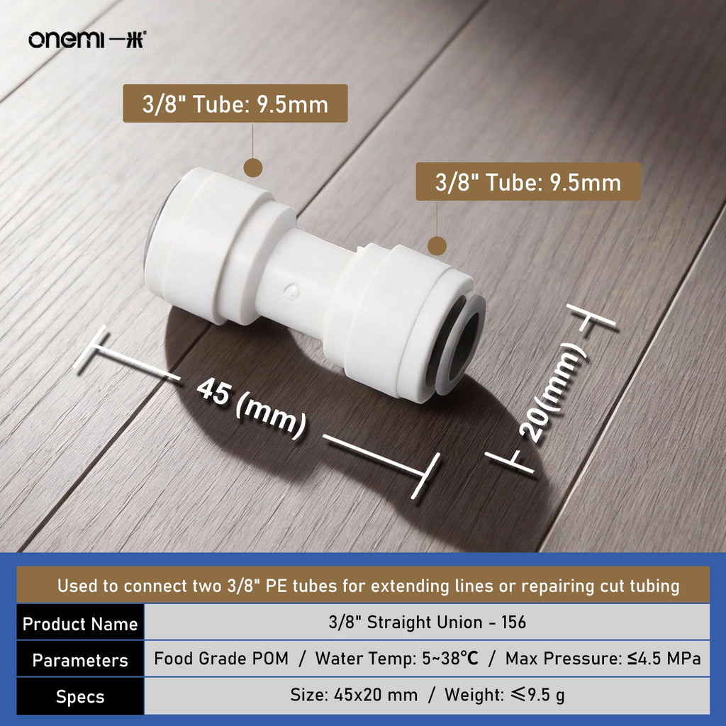 OEM Manual Ball Valve Quick Connect Reducing Union Fitting 1/4 Inch to 3/8 Inch POM Step Down Adapter for Car RO Water Filter