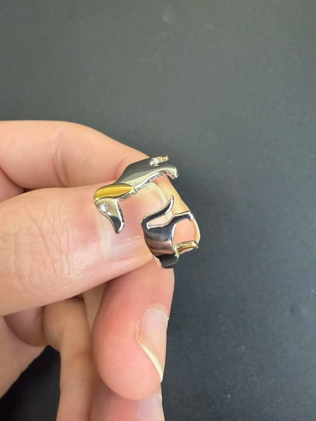 Real 925 Sterling Silver Fine Jewelry Adjustable Rings Cute Dachshund Fashion Design for Women