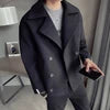 Trendy Brand Autumn Winter New Men's Cropped Jacket Korean Style Casual Fashion Woolen Overcoat Warm Net Red Version for Men